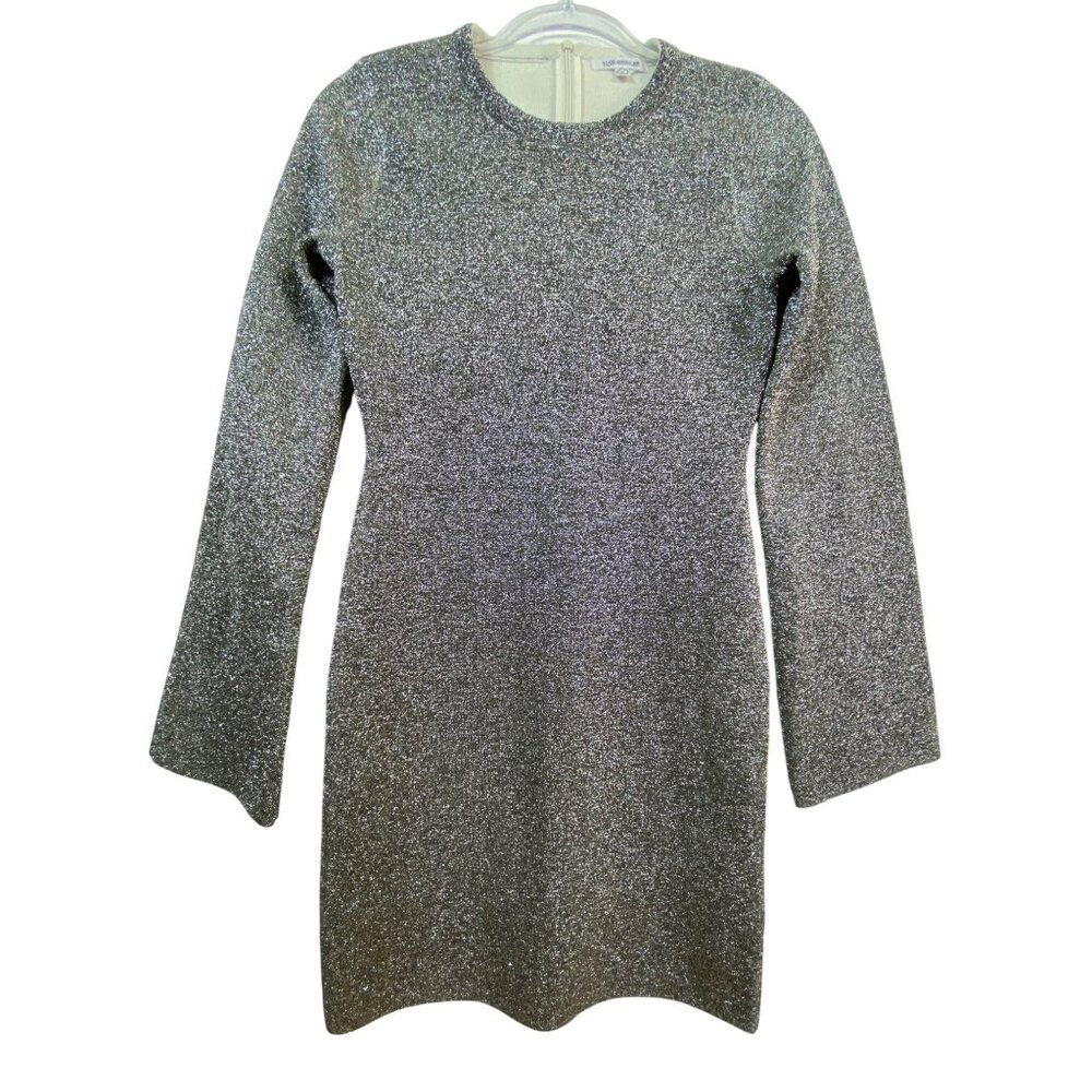 Good American Metallic Long Sleeve Dress Size 1 Small Sexy Bodycon Club Y2K Rave